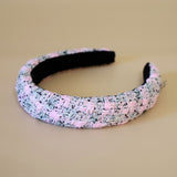 OG Headband Pink Black Tweed No Studs