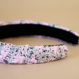 OG Headband Pink Black Tweed No Studs