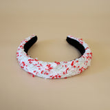 OG Headband White Red Tweed No Studs