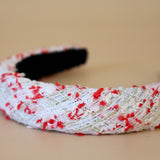 OG Headband White Red Tweed No Studs