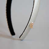 White Grey Silky Satin Slim Headband