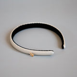 White Grey Silky Satin Slim Headband