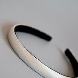 White Grey Silky Satin Slim Headband