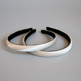 White Grey Silky Satin Slim Headband