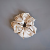 White Grey Silky Satin Scrunchie