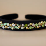 Slender Headband Black Gold Green Mix
