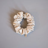 White Grey Silky Satin Mini Scrunchie