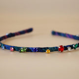 Narrow Studs Headband Dark Rainbow