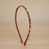 Narrow Studs Headband Red Gold