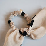 Beige Sheer Dot Scrunchie Pony