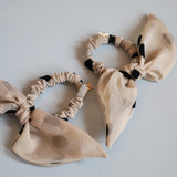 Beige Sheer Dot Scrunchie Pony