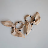 Beige Sheer Dot Scrunchie Pony