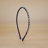 Narrow Studs Headband Navy Blue Silver