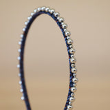 Narrow Studs Headband Navy Blue Silver