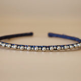 Narrow Studs Headband Navy Blue Silver
