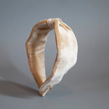 Beige Velour Turban Headband