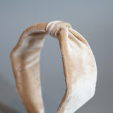 Beige Velour Turban Headband