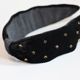 Black Velour Turban Headband Gold Studs