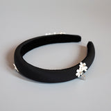 Slender Headband White Flower Studs