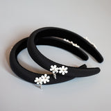 Slender Headband White Flower Studs