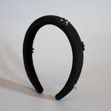 Slender Headband Black Flower Studs