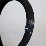 Slender Headband Black Flower Studs