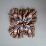 Check and Frills Pink Brown Scrunchie