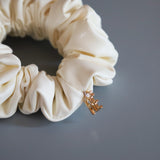 Eco White Leather Mini Scrunchie