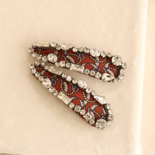 Hair Pin Red Silver