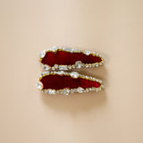 Hair Pin Velour Red Gold