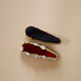 Hair Pin Velour Red Gold