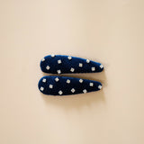 Hair Pin Velour Navy Silver Studs