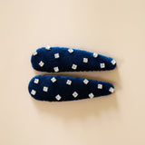 Hair Pin Velour Navy Silver Studs