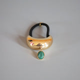 Moon Gold Hair Pony with Green Stone
