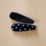Hair Pin Velour Navy Silver Studs