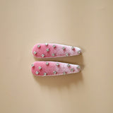 Hair Pin Velour Pink Silver Studs