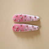 Hair Pin Velour Pink Silver Studs