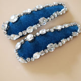 Hair Pin Velour Navy Blue Silver Studs Mix