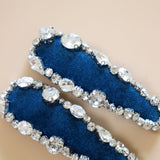 Hair Pin Velour Navy Blue Silver Studs Mix