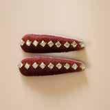 Hair Pin Velour Pink Center Studs