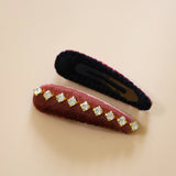 Hair Pin Velour Pink Center Studs