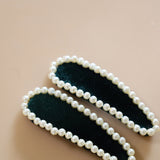 Hair Pin Velour Green Pearl