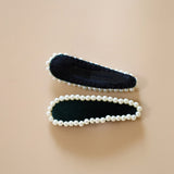 Hair Pin Velour Green Pearl
