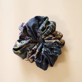 Patchwork Scrunchie Black Grey