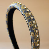 Slender Headband Blue Gray Gold