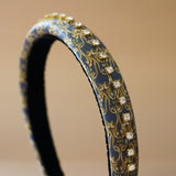 Slender Headband Blue Gray Gold