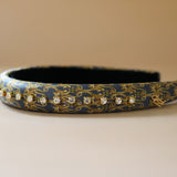 Slender Headband Blue Gray Gold