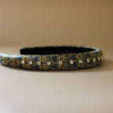 Slender Headband Blue Gray Gold