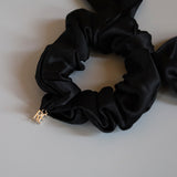Silk Black Ribbon Scrunchie