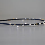 Narrow Studs Headband Navy Pearl Studs